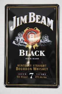 Blechschild Jim Beam Black Bourbon Whiskey 20x30 cm Party Bar Deko
