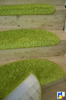Treppen Stufenmatte *ALEXIS SHAGGY GRÜN* halbrund 60x20 cm Neu