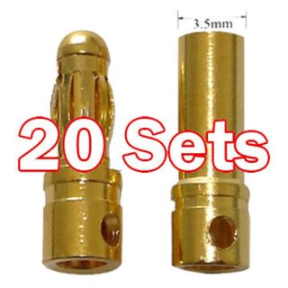20x Paar 3,5 mm 3,5mm Lipo RC Akku Stecker vergoldet