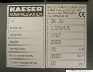 Kaeser SK 26 Schraubenkompressor + Kaeser TB26 Kältetrockner + 500l