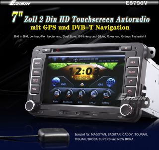 ES796GE 7 HD Autoradio GPS Navigation DVD DVB T iPod VW PASSAT SKODA