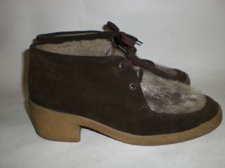 Sioux 70er Fell Granny Hippie Schnürschuhe Vintage 39 Leder 70s