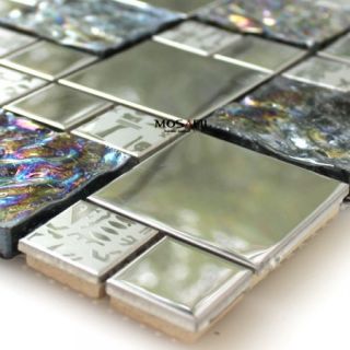 Glasmosaik Edelstahl Metall Glas Mosaik Fliesen Agypt Silber   1 Matte