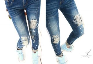 NEU 2012 2013 Damen Jeans Leopard Muster Used Look Fashion Style