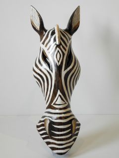 Zebra Maske Afrika Masken Wandbrett Bild Holz 50cm 05