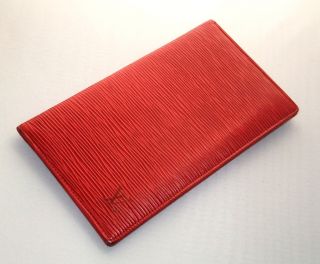 Authentic Louis Vuitton Red Epi Leather Wallet card holder USED Poor