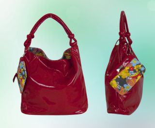 Damen Tasche Damentasche Bag Handtasche Shopper Rot Glänzend NEU