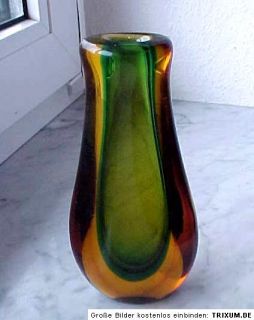 Organisch geformte Vase Murano Flavio Poli sommerso Handgeformt grün