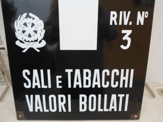 SALI E TABACCHI ITALIEN TABAK CIGARETTEN ALT EMAILSCHILD 1950s SCHILD