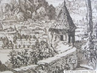 Goernig „Salzburg“ Radierung, Signiert Nachlaß H. Goernig ca