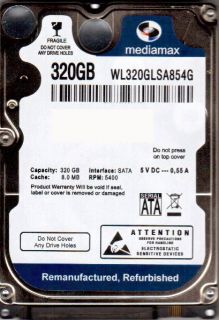 Festplatte 320GB 2,5 MediaMax 2,5 Zoll SATA 8MB für Notebooks