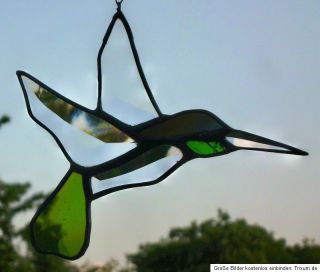 Bleiverglasung Fensterbild Facetten  Kolibri Suncatcher in Tiffany