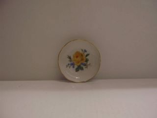 Meissen Gelbe Rose mit Vergissmeinnicht Schälchen rund 8 cm 020610