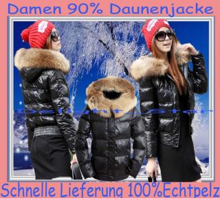 star DAMEN Daunen Mantel Jacke 100% Raccoon Fur Real