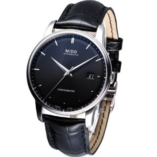 MIDO Baroncelli Automatic COSC Leather Strap Watch Black