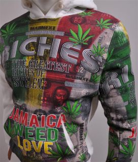 Mens Sweater Hoodie Jamaica Weed Love Bob Marley Reggae Music