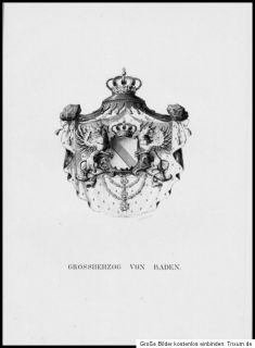 1854 Wappen Großherzogtum Baden Stahlstich Grossherzog von Baden