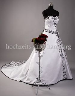 WD0901 Trägerloses Brautkleid m schwarzer Stickereien