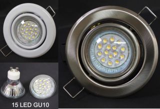 15 LED Einbaustrahler GU10 Fassung + Zugentlastung 230V