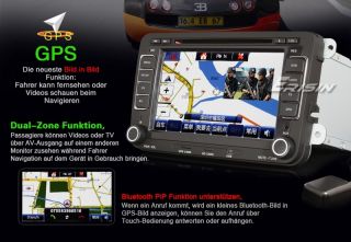 VW Autoradio 7 Zoll HD 3D Touchscreen mit GPS und DVB T mpeg 4 ES898GD