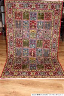 Exklusiver Perser Teppich Ghom Iran Korkwolle+Seide Felder 165 x 103