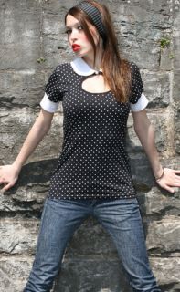 French Maid Polka Dots Rockabilly pin up Shirt Bluse