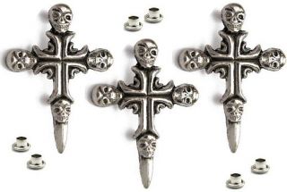 10 Stück  Schädelkreuz SKULL Cross / ZINK / Totenkopf Niete Gothic