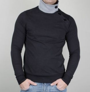 Armani Jeans Button Sweat Shirt Pullover longsleeve schwarz S