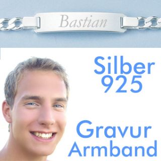 PARTNER HERREN ARMBAND 21 cm & NAMEN GRAVUR SILBER 925