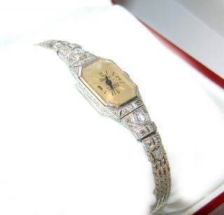 ART DECO Weißgold DIAMANT UHR 0,40 ct Diamanten watch