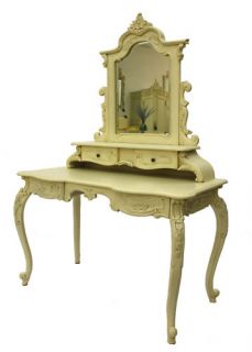 French Furniture Dressing Table and Mirror Ivory White Luxury French