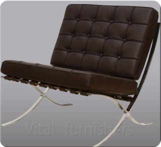 Vital Barcelona Style Brown Leather Chair Inspired by Mies