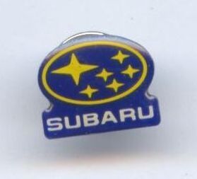 Subaru Logo Schriftzug Pin   blau/gelb