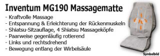 Inventum MG190 Massagematte Shiatsu Massage Sitzauflage Auflage Matte