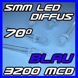 50 BLAUE 5mm LED Diffus BLAU BLUE BLEU LEDs 3.6 lm 70°