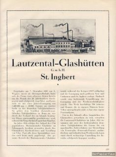 Lautzental Glashütte St. Ingbert Glas Reklame Historie