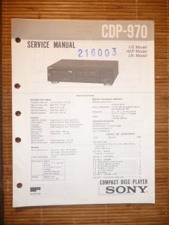 Service Manual für Sony CDP 970 CD Player, ORIGINAL