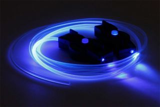 Leuchtende LED Schnürsenkel blinkende Neon Disco Laser leuchtend blau