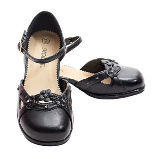  Girls Black Flower Heel Dress Shoe Toddler 5 9 Modit Shoes