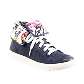 Erikka Denim Blue High Top Poppy Flap Sneaker Tennis Shoes 6 Shoes
