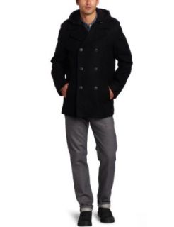 Levis Mens Melton Pea Coat with Zip Out Bib and Hood