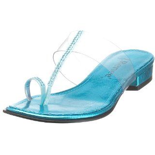 Sandal with Rhinestone Toe Ring Thong,Clear/Turquoise,10.5 M Shoes