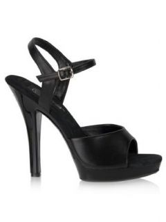 Black Leather 5 Inch High Heel Sandal   10 Clothing