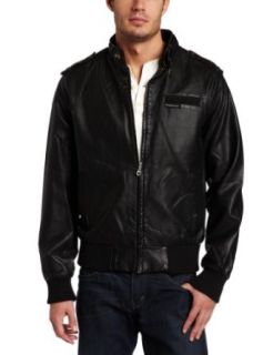 Members Only Mens Pu Bomber Clothing