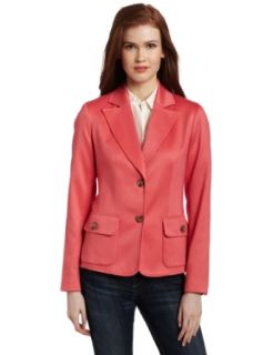 Jones New York Womens Long Button Front Jacket, Coral