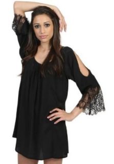 Murval Black Lace Open/Cold Shoulder Sleeve with Scoop