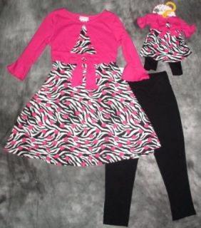 Dollie & Me Mock Layer Zebra Heart Dress & Leggings Set (8