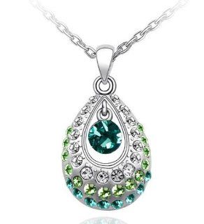 Crystal Princess Teardrop Pendant Necklace 19 CN9038G Jewelry