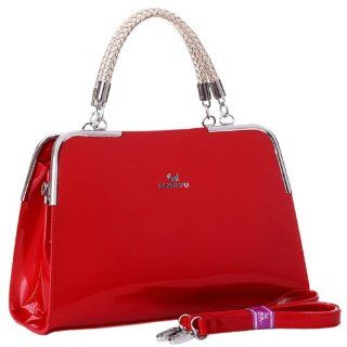 MATANA Trendy PU Patent Leather Top Double Handle Doctor Style Tote