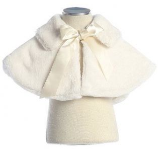 Baby Girls Ivory Faux Fur Ribbon Special Occasion Cape